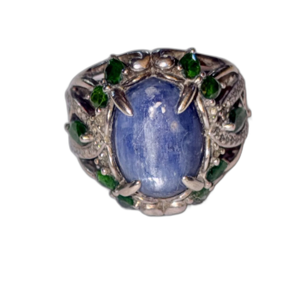Victoria Wieck Kyanite, Chrome Diopside and Topaz 2Tone Ring Size 9